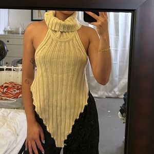 Cream Crop Top with open back